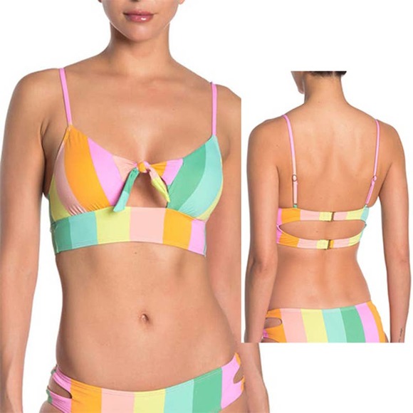 The Bikini Lab Other - The Bikini Lab Prism Stripe Tie Front Bikini Top
